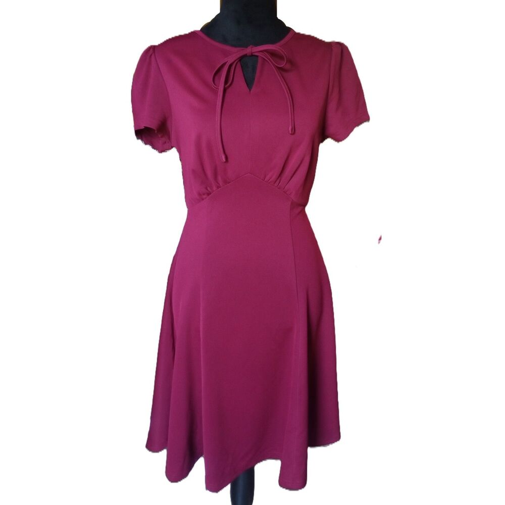 Belle Poque Women's S Wine Elegant Retro Fit &Flare Midi Dress, NWT